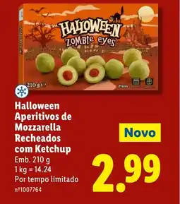 Lidl Halloween Aperitivos de Mozzarella Recheados com Ketchup promoção