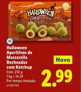 Lidl Halloween Aperitivos de Mozzarella Recheados com Ketchup promoção