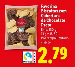 Lidl Favorina Biscoitos com Cobertura de Chocolate Preto promoção
