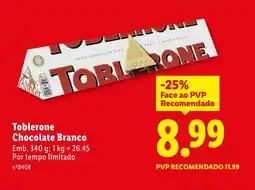 Lidl Toblerone Chocolate Branco promoção