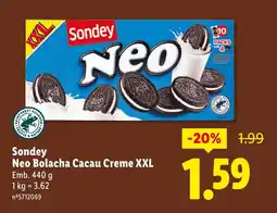 Lidl Sondey Neo Bolacha Cacau Creme XXL promoção