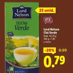 Lidl Lord Nelson Chá Verde promoção