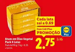 Lidl Atum em Óleo Vegetal Pack 4 Latas promoção