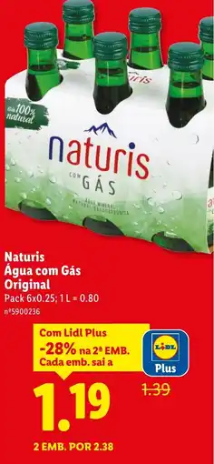 Lidl Naturis Água com Gás Original promoção