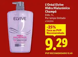 Lidl L'Oréal Elvive Hidra Hialurónico Champô promoção