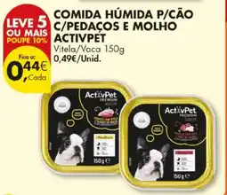 Pingo Doce Comida húmida p/cão c/pedaços e molho activpet promoção
