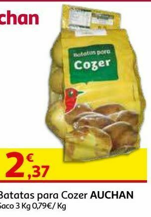 Auchan Batata p/cozer auchan:( saco 3 kg ), kg promoção
