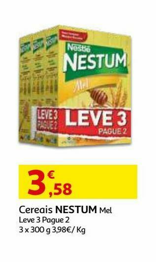 Auchan Flocos cereais nestum:mel 300g l3p2 promoção
