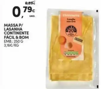 Continente Massa P/Lasanha Cotinente Fácil & Bom 250g promoção