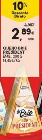 Continente Queijo Brie Président 200g promoção