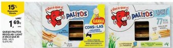 Continente Queijo Palitos Regular/ Light a Vaca Que Ri 140g promoção