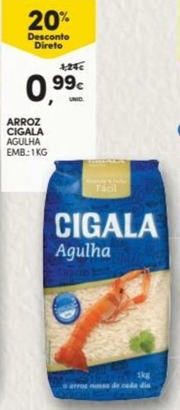 Continente Arroz Cigala 1kg promoção
