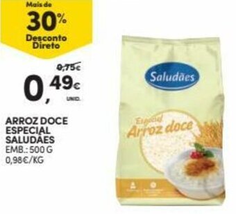 Continente Arroz Doce Especial Saludaes 500g promoção