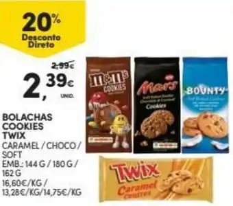 Continente Bolachas Cookies Twix 144g/180g/162g promoção