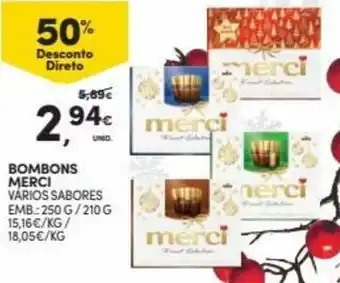 Continente Bombons Merci 250g/210g promoção