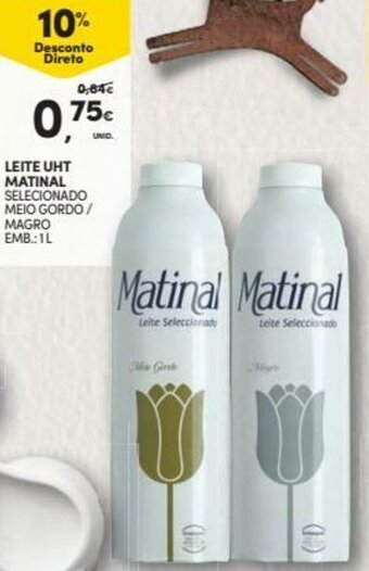 Continente Leite UHT Matinal 1L promoção