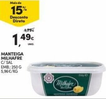 Continente Manteiga Milhafre 250g promoção