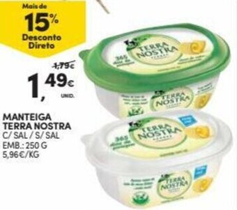 Continente Manteiga Terra Nostra 250g promoção