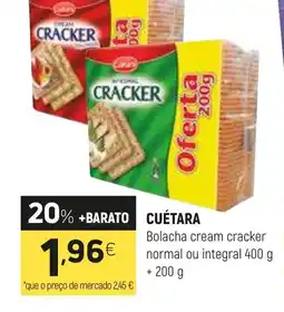 Coviran CUÉTARA Bolacha cream cracker normal ou integral promoção