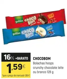Coviran CHOCOBOM Bolachas hoops crunchy chocolate leite ou branco promoção