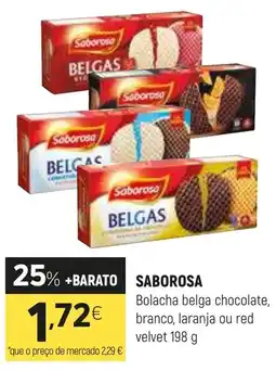 Coviran SABOROSA Bolacha belga chocolate, branco, laranja ou red velvet promoção