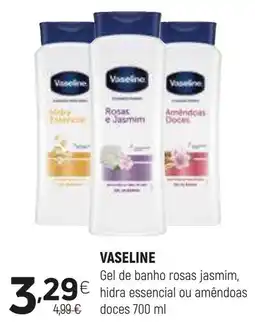 Coviran VASELINE Gel de banho rosas jasmim, € hidra essencial ou amêndoas doces promoção