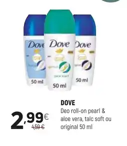 Coviran DOVE Deo roll-on pearl & aloe vera, talc soft ou original promoção