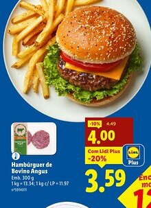 Lidl Hambúrguer de Bovino Angus promoção