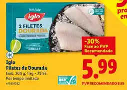 Lidl Iglo Filetes de Dourada promoção