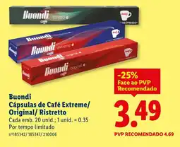 Lidl Buondi Cápsulas de Café Extreme/ Original/Ristretto promoção