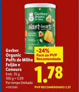 Lidl Gerber Organic Puffs de Milho Feijão e Cenoura promoção