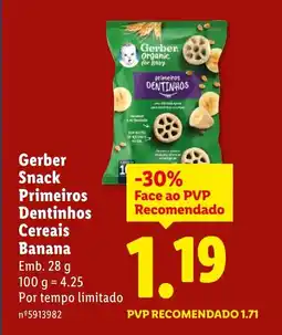 Lidl Gerber Snack Primeiros Dentinhos Cereais Banana promoção