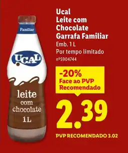Lidl Ucal Leite com Chocolate Garrafa Familiar promoção