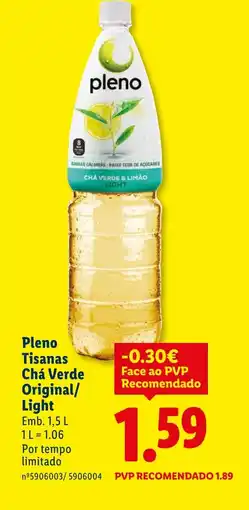 Lidl Pleno Tisanas Chá Verde Original/ Light promoção