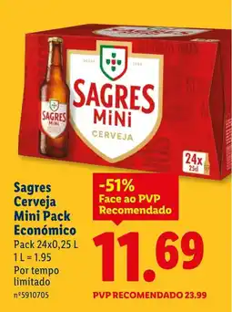 Lidl Sagres Cerveja Mini Pack Económico promoção