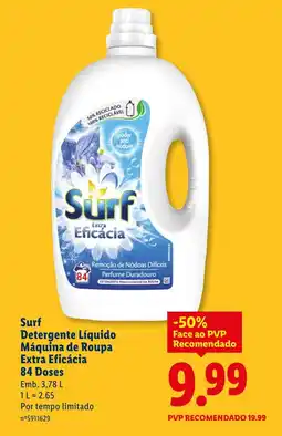 Lidl Surf Detergente Líquido Máquina de Roupa Extra Eficácia promoção