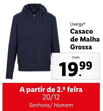 Lidl Livergy Casaco de Malha Grossa promoção