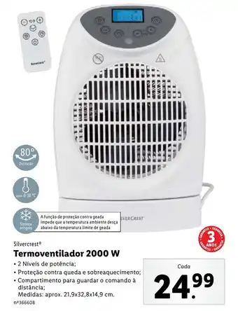Lidl Silvercrest Termoventilador 2000W promoção