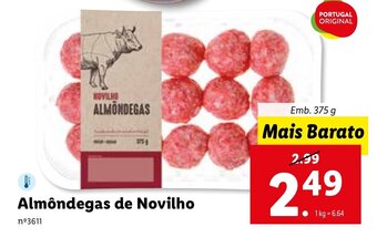 Lidl Almôndegas de Novilho 375g promoção