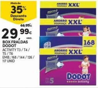 Continente Box Fraldas Dodot 168/144/126 promoção