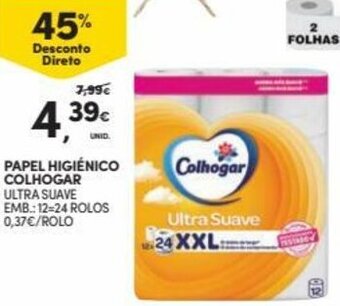 Continente Papel Higiénico Colhogar 12=24 Rolos promoção