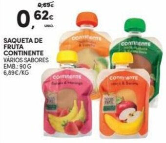 Continente Saqueta de Fruta Continente 90g promoção