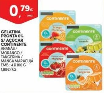 Continente Gelatina Pronta 0% S/ Açúcar Continente 4 x 100g promoção