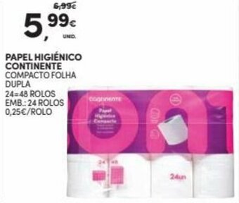 Continente Papel Higiénico Continente 24=48 Rolos promoção