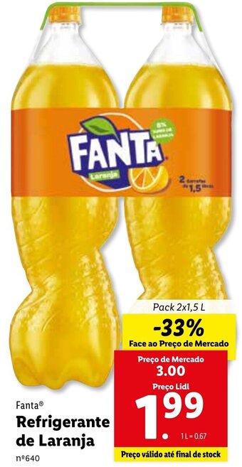 Lidl Fanta Refrigerante de Laranja 2 x 1,5L promoção