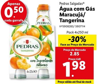 Lidl Pedras Salgadas Água com Gás Maracujá/Tangerina Pack 4x250ml promoção