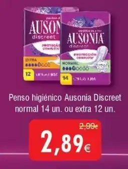 Froiz Penso higiénico Ausonia Discreet normal 14 un. ou extra 12 un. promoção