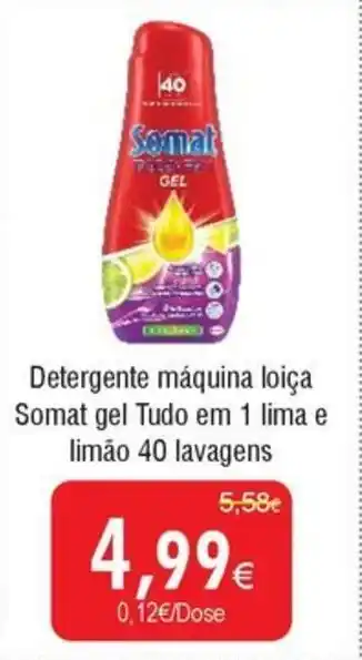 Froiz Detergente máquina loiça Somat gel Tudo em 1 lima e limão 40 lavagens promoção