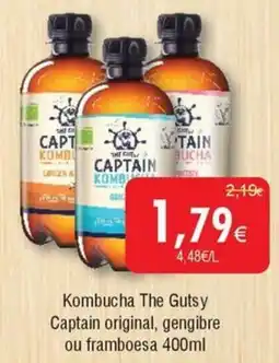Froiz Kombucha The Gutsy Captain original, gengibre ou framboesa promoção