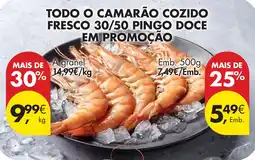 Pingo Doce Todo o camarão cozido fresco 30/50 pingo doce em promoção promoção